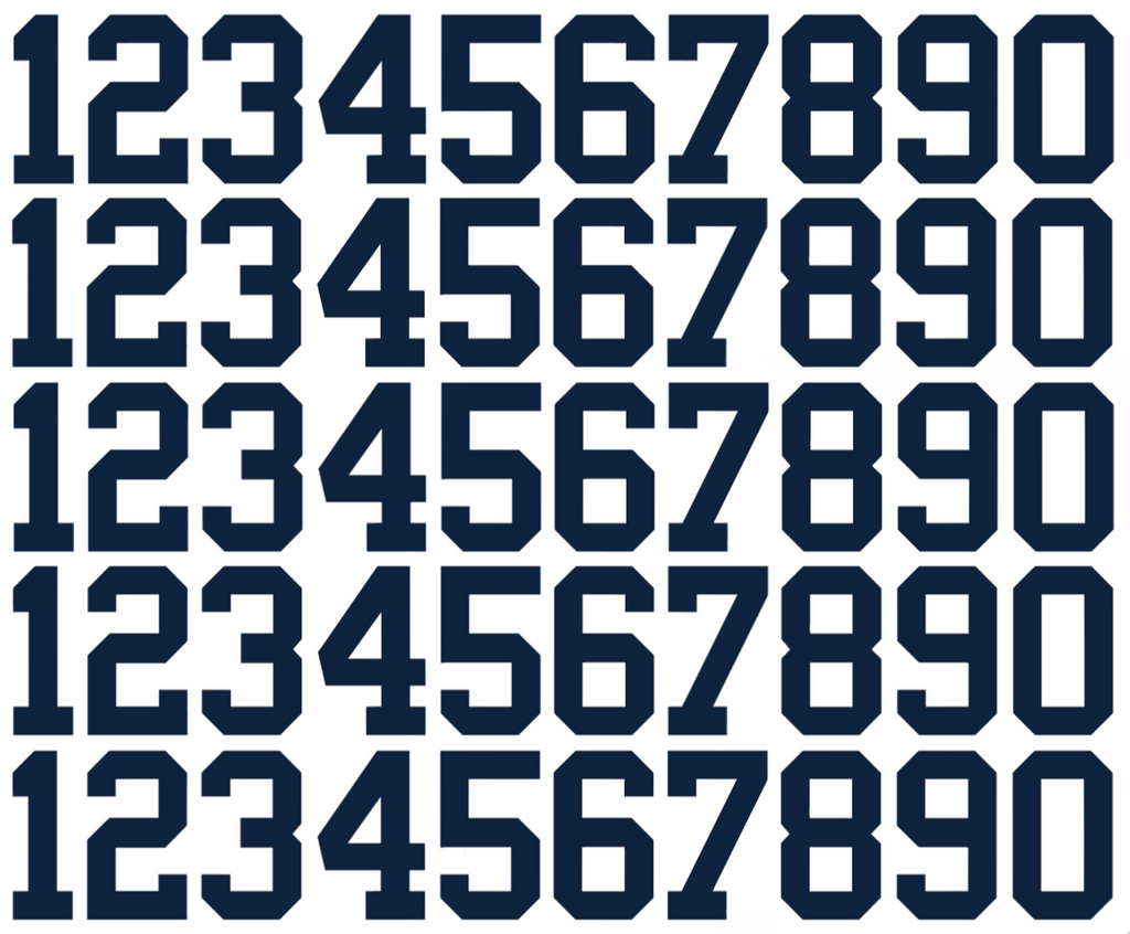 Detroit Tigers Baseball Helmet Jersey Style Vinyl Number Decal Sheet Set of 50 #0-9 - Pick Color & Size