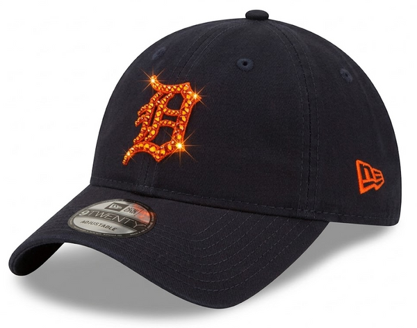 Detroit Tigers Swarovski Crystal Bling Womens Orange New Era Adjustable Hat