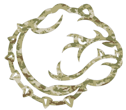 Drake Bulldogs Alternate Mascot Logo Salute to Service Camouflage Camo Vinyl Decal PICK SIZE
