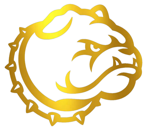 Drake Bulldogs GOLD CHROME MIRROR Alternate Mascot Logo Premium DieCut Vinyl Decal PICK SIZE