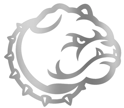 Drake Bulldogs SILVER CHROME MIRROR Alternate Mascot Logo Premium DieCut Vinyl Decal PICK SIZE