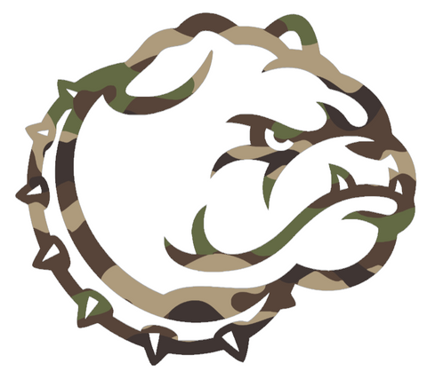 Drake Bulldogs Woodland Camo Camouflage Alternate Mascot Logo Premium DieCut Vinyl Decal PICK SIZE