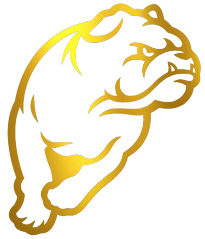 Drake Bulldogs GOLD CHROME MIRROR Mascot Logo Premium DieCut Vinyl Decal PICK SIZE