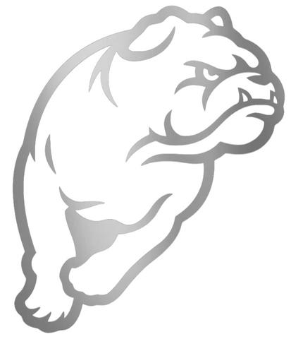 Drake Bulldogs SILVER CHROME MIRROR Mascot Logo Premium DieCut Vinyl Decal PICK SIZE