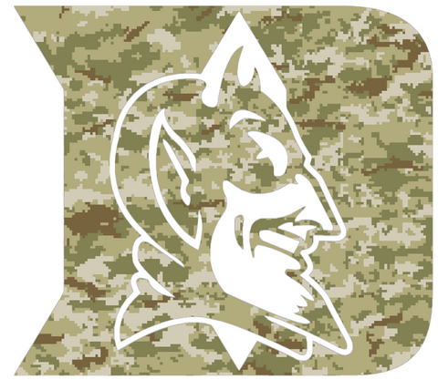 Duke Blue Devils Alternate Logo Salute to Service Camouflage Camo Vinyl Decal PICK SIZE