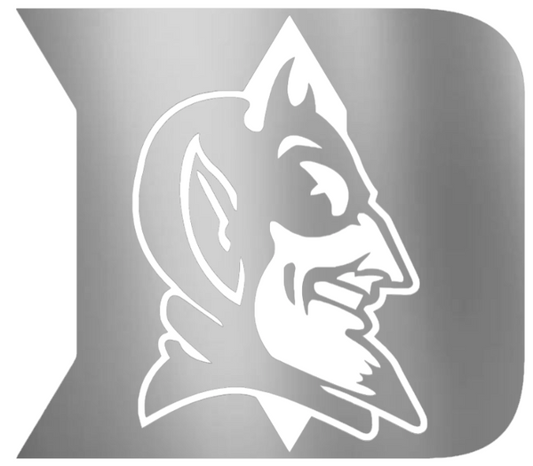 Duke Blue Devils SILVER CHROME MIRROR Alternate Logo Premium DieCut Vinyl Decal PICK SIZE