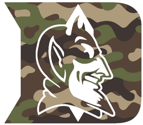 Duke Blue Devils Woodland Camo Camouflage Alternate Logo Premium DieCut Vinyl Decal PICK SIZE