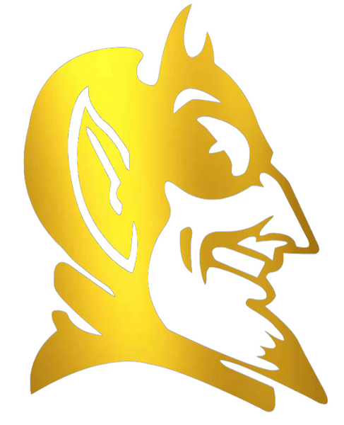 Duke Blue Devils GOLD CHROME MIRROR Mascot Logo Premium DieCut Vinyl Decal PICK SIZE