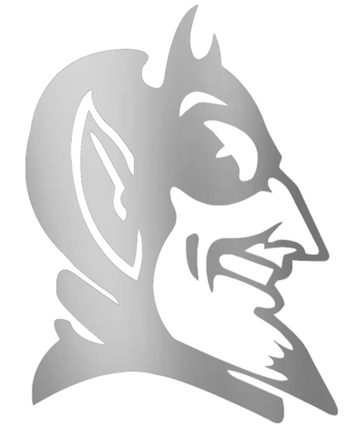Duke Blue Devils SILVER CHROME MIRROR Mascot Logo Premium DieCut Vinyl Decal PICK SIZE