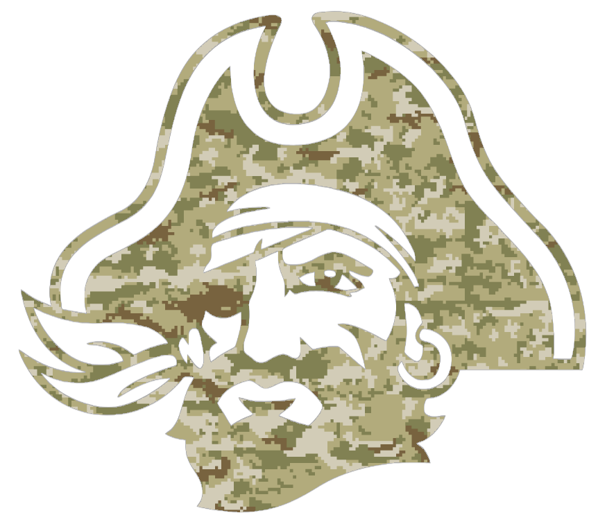 East Carolina Pirates Alternate Logo Salute to Service Camouflage Camo Vinyl Decal PICK SIZE