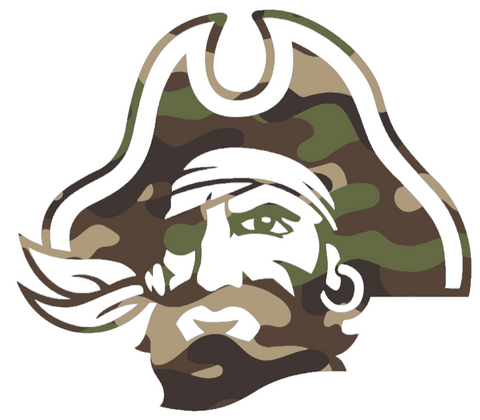 East Carolina Pirates Woodland Camo Camouflage Alternate Logo Premium DieCut Vinyl Decal PICK SIZE