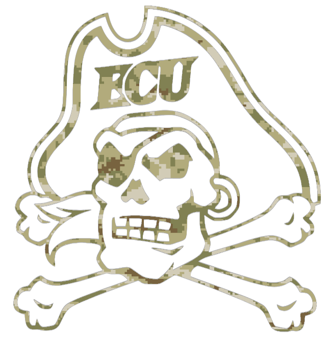 East Carolina Pirates Team Logo Salute to Service Camouflage Camo Vinyl Decal PICK SIZE