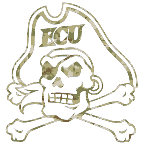 East Carolina Pirates Team Logo Salute to Service Camouflage Camo Vinyl Decal PICK SIZE