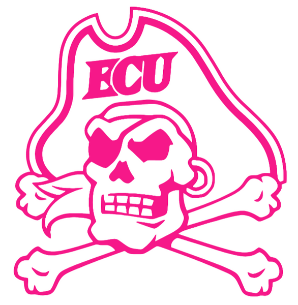 East Carolina Pirates Hot Pink Team Logo Premium DieCut Vinyl Decal PICK SIZE
