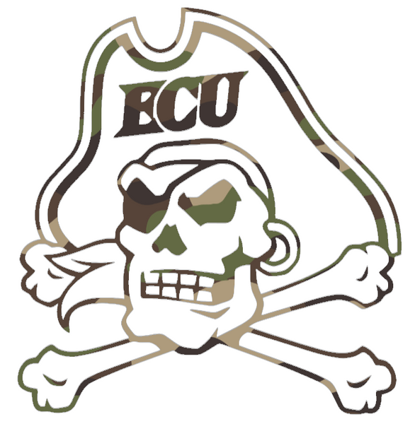 East Carolina Pirates Woodland Camo Camouflage Team Logo Premium DieCut Vinyl Decal PICK SIZE