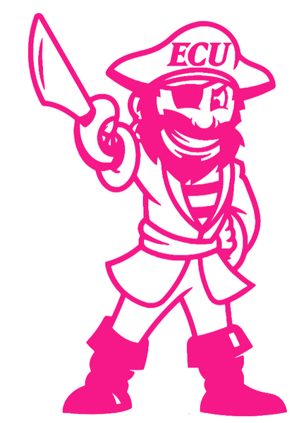 East Carolina Pirates Hot Pink PeeDee Mascot Premium DieCut Vinyl Decal PICK SIZE
