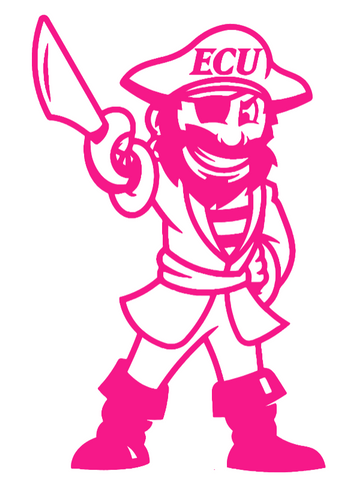 East Carolina Pirates Hot Pink PeeDee Mascot Premium DieCut Vinyl Decal PICK SIZE