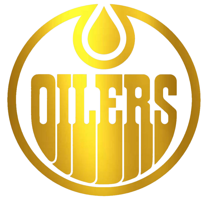 Edmonton Oilers GOLD CHROME MIRROR Team Logo Premium DieCut Vinyl Decal PICK SIZE