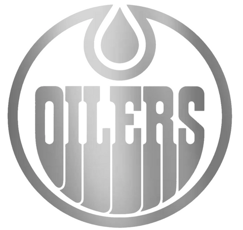 Edmonton Oilers SILVER CHROME MIRROR Team Logo Premium DieCut Vinyl Decal PICK SIZE