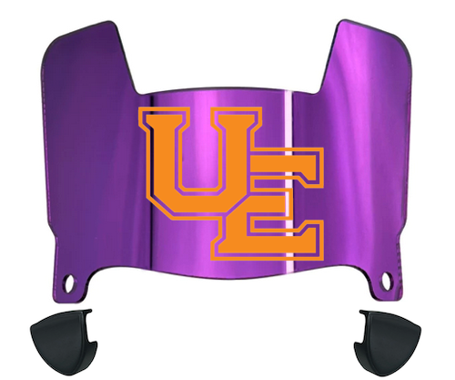 Evansville Purple Aces Mini Football Helmet Visor Shield w/ Clips - PICK VISOR & LOGO COLOR