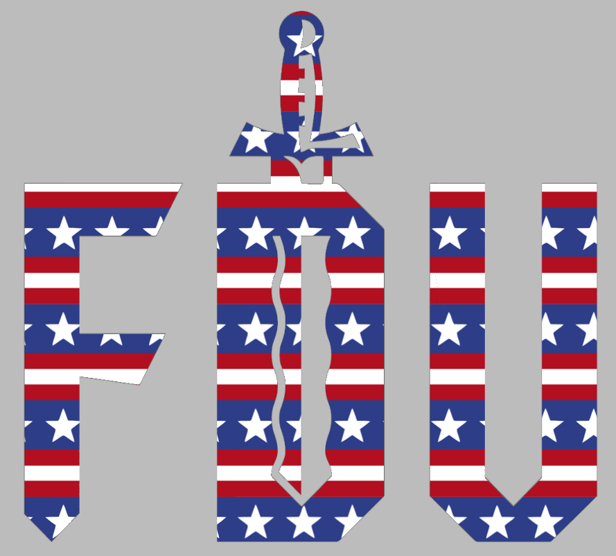 Fairleigh Dickinson Knights Team Logo Stars & Stripes USA American Flag Vinyl Decal PICK SIZE
