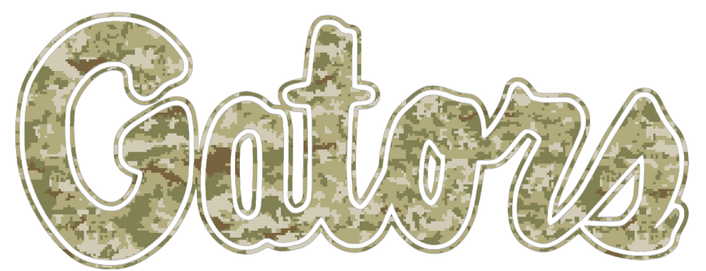 Florida Gators Script Logo Salute to Service Camouflage Camo Vinyl Decal PICK SIZE