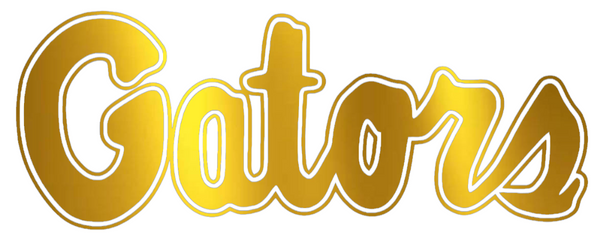 Florida Gators GOLD CHROME MIRROR Script Logo Premium DieCut Vinyl Decal PICK SIZE