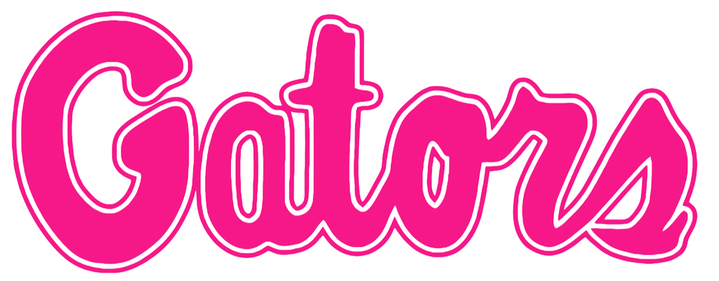 Florida Gators Hot Pink Script Logo Premium DieCut Vinyl Decal PICK SIZE
