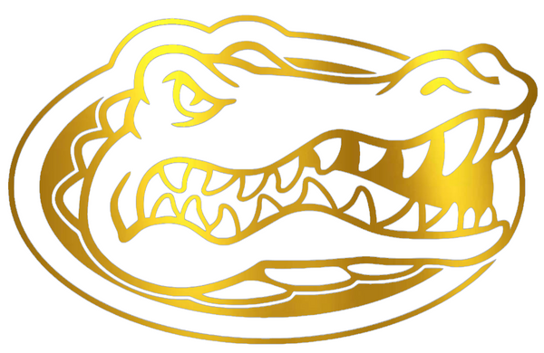 Florida Gators GOLD CHROME MIRROR Team Logo Premium DieCut Vinyl Decal PICK SIZE