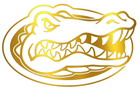 Florida Gators GOLD CHROME MIRROR Team Logo Premium DieCut Vinyl Decal PICK SIZE