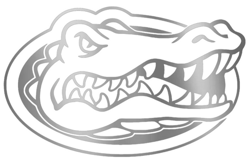 Florida Gators SILVER CHROME MIRROR Team Logo Premium DieCut Vinyl Decal PICK SIZE