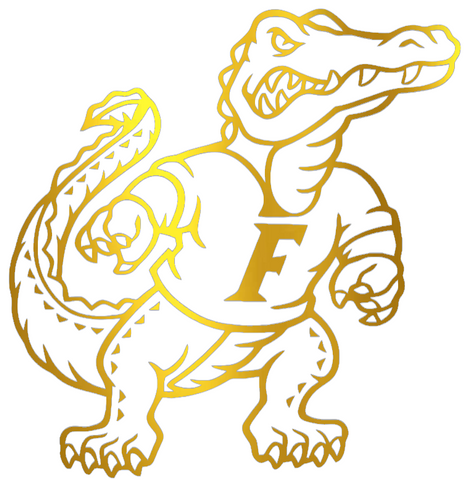 Florida Gators GOLD CHROME MIRROR Mascot Logo Premium DieCut Vinyl Decal PICK SIZE