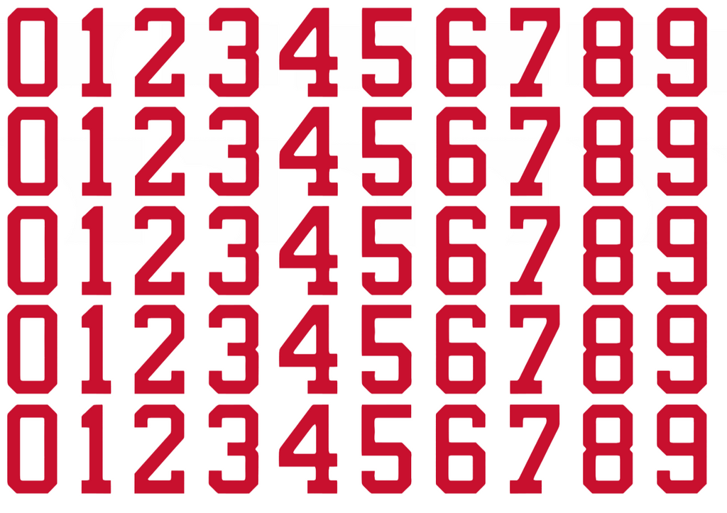 Florida Panthers Helmet Jersey Style Vinyl Number Decal Sheet Set of 50 #0-9 - Pick Color & Size