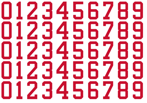 Florida Panthers Helmet Jersey Style Vinyl Number Decal Sheet Set of 50 #0-9 - Pick Color & Size