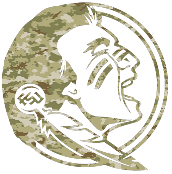 Florida State Seminoles Team Logo Salute to Service Camouflage Camo Vinyl Decal PICK SIZE