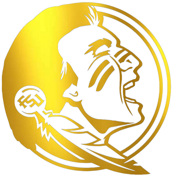 Florida State Seminoles GOLD CHROME MIRROR Team Logo Premium DieCut Vinyl Decal PICK SIZE