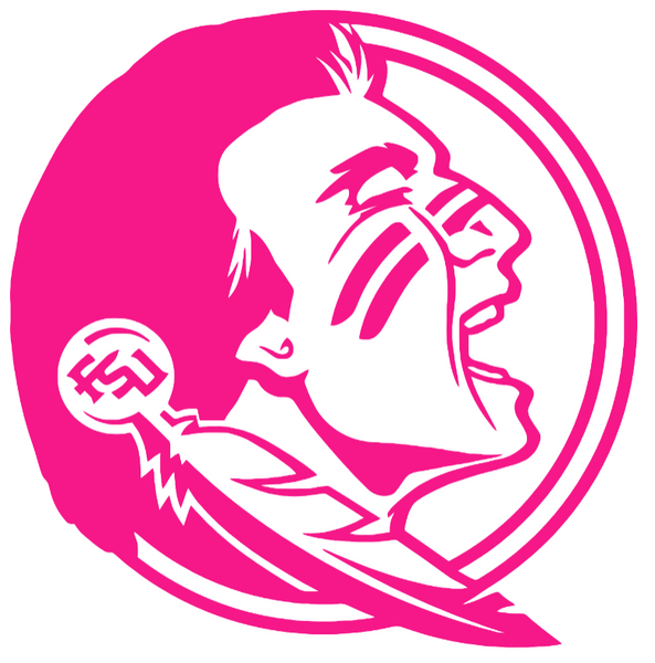 Florida State Seminoles Hot Pink Team Logo Premium DieCut Vinyl Decal PICK SIZE