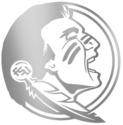 Florida State Seminoles SILVER CHROME MIRROR Team Logo Premium DieCut Vinyl Decal PICK SIZE