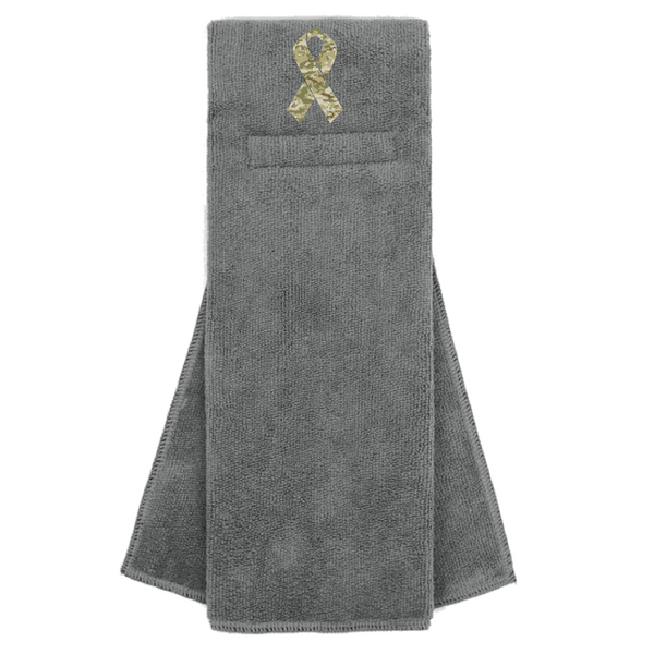 Gray Custom Football Towel with Camo Ribbon Salute to Service Camouflage