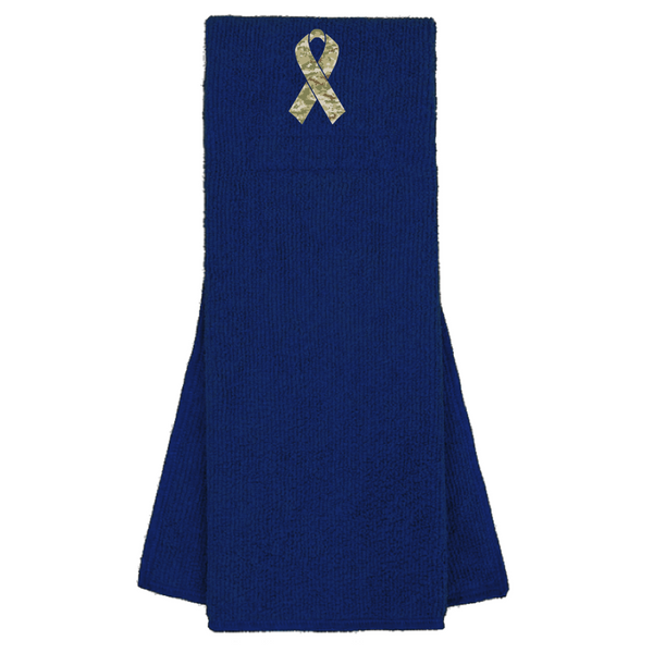 Navy Blue Custom Football Towel with Camo Ribbon Salute to Service Camouflage