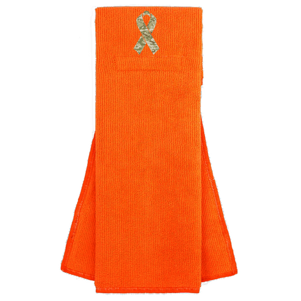 Orange Custom Football Towel with Camo Ribbon Salute to Service Camouflage