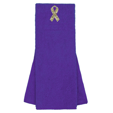 Purple Custom Football Towel with Camo Ribbon Salute to Service Camouflage