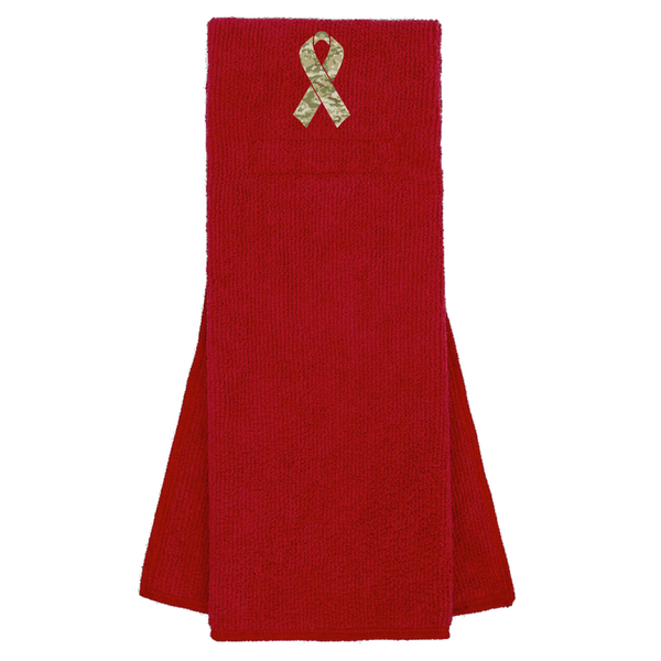 Red Custom Football Towel with Camo Ribbon Salute to Service Camouflage
