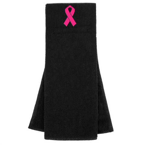 Black Custom Football Towel with Hot Pink Ribbon Breast Cancer Awareness