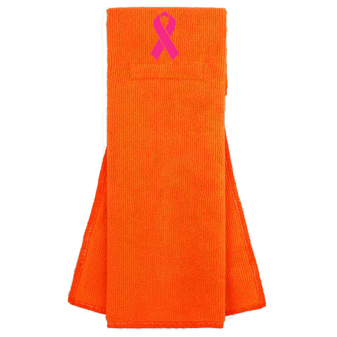 Orange Custom Football Towel with Hot Pink Ribbon Breast Cancer Awareness