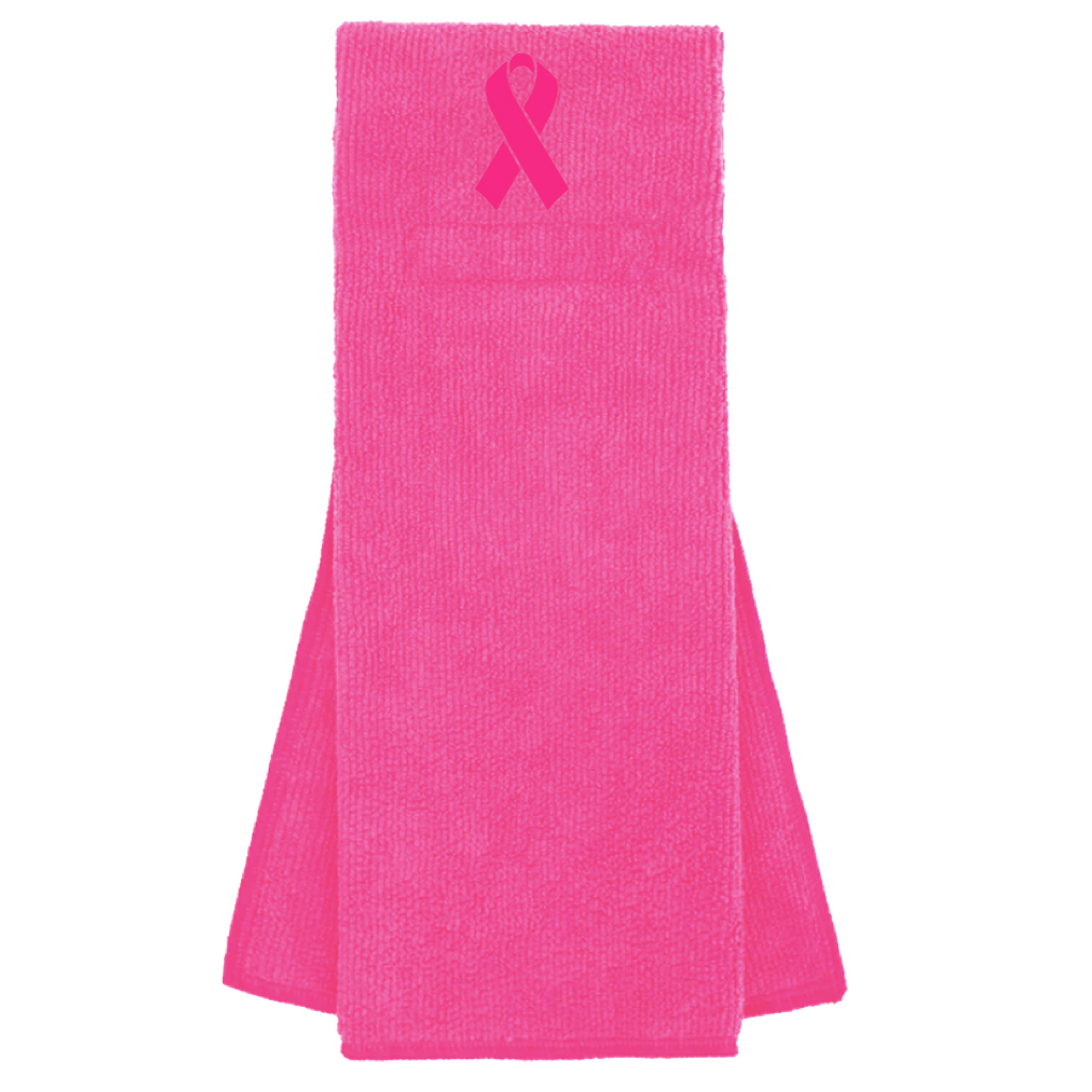 Pink Custom Football Towel with Hot Pink Ribbon Breast Cancer Awareness