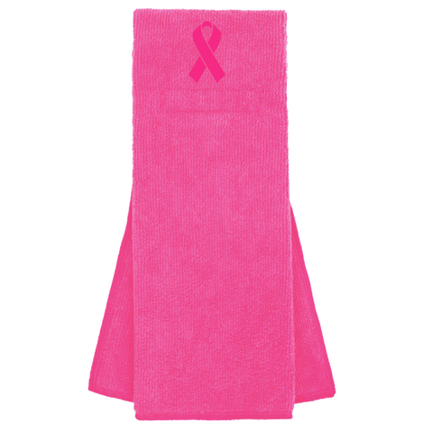 Pink Custom Football Towel with Hot Pink Ribbon Breast Cancer Awareness