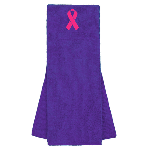 Purple Custom Football Towel with Hot Pink Ribbon Breast Cancer Awareness