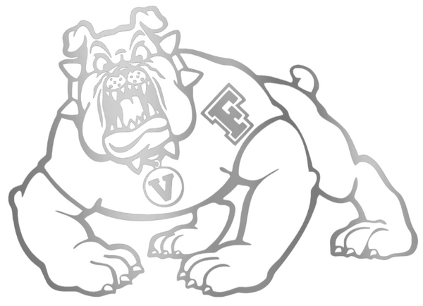 Fresno State Bulldogs SILVER CHROME MIRROR Team Logo Premium DieCut Vinyl Decal PICK SIZE
