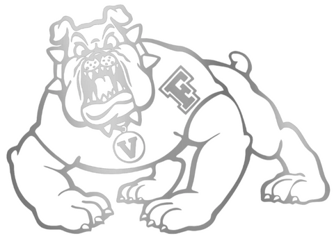 Fresno State Bulldogs SILVER CHROME MIRROR Team Logo Premium DieCut Vinyl Decal PICK SIZE